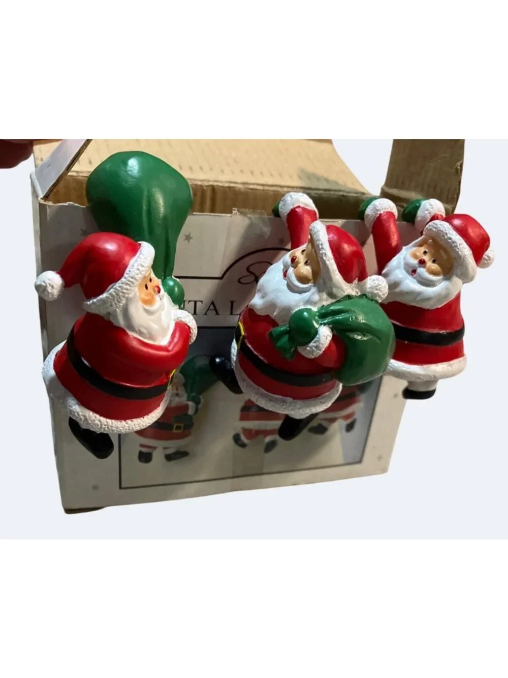 Scotts Santa Lamp Toppers Collectible Giftware Set Of 3 Figures